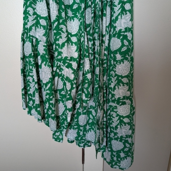 Mille Helena wrap dress in green zinnia with flutter sleeves sz L - Picture 5 of 11